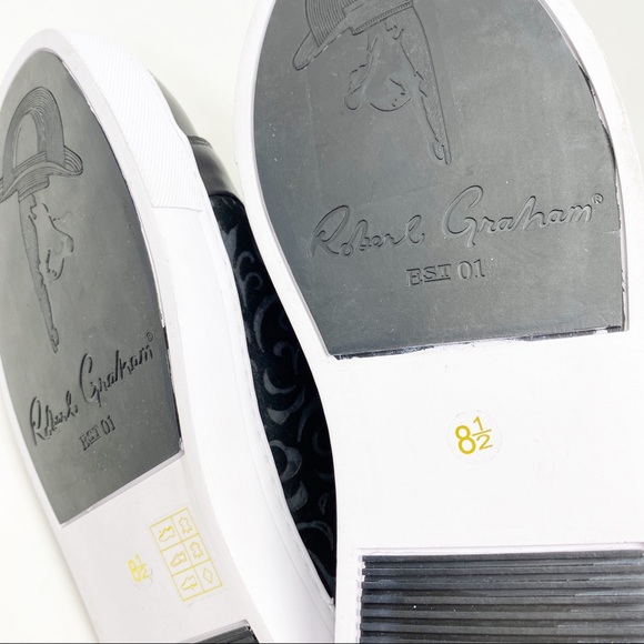 Robert Graham Men's Black Leather CREED Sneakers - Picture 8 of 10